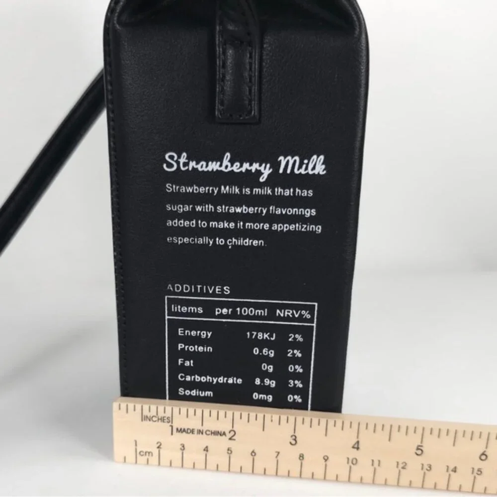 NEW CHOCOLATE MILK Carton Adjustable‎ Strap FAUX LEATHER CROSSBODY PURSE